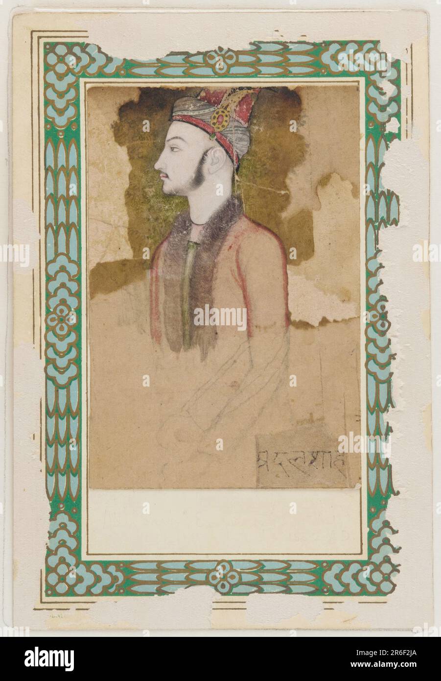 Portrait of Ibrahim Adil Shah II, of Bijapur (d.1626) (?). Date: ca. 1640. Period: Adil Shahi dynasty. Color and gold on paper. Origin: Bijapur, Karnataka state, Deccan plateau, India. Museum: Freer Gallery of Art and Arthur M. Sackler Gallery. Stock Photo