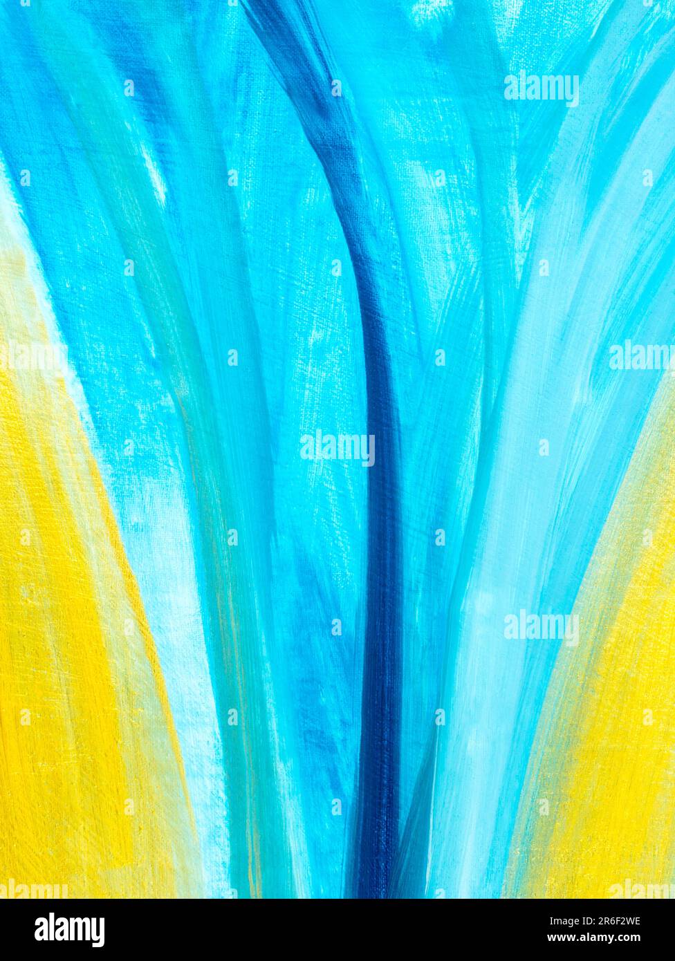 Blue and yellow stripes, creative abstract hand painted background ...