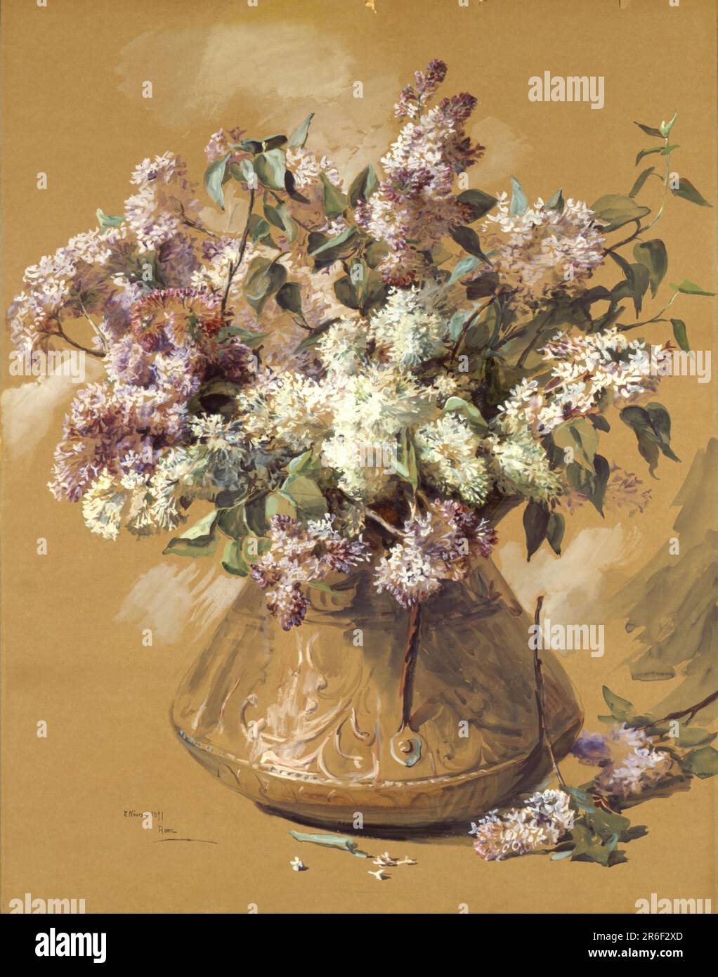 Lilacs. Date: 1891. opaque watercolor and watercolor on fiberboard. Museum: Smithsonian American Art Museum. Stock Photo