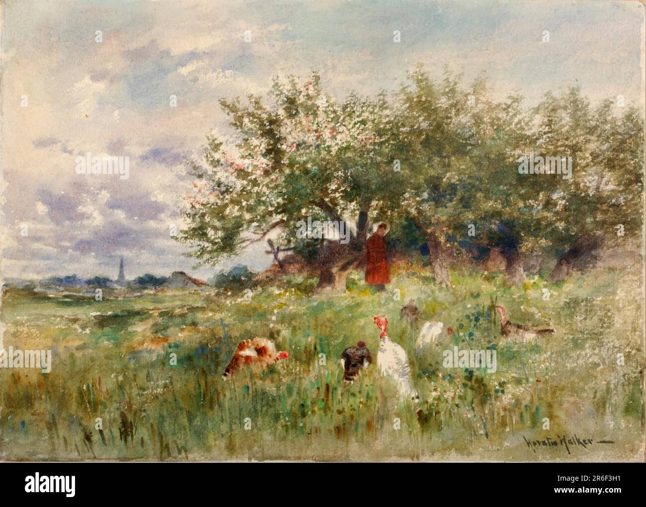 Watching the Turkeys. Date: n.d. watercolor. Museum: Smithsonian American Art Museum. Stock Photo