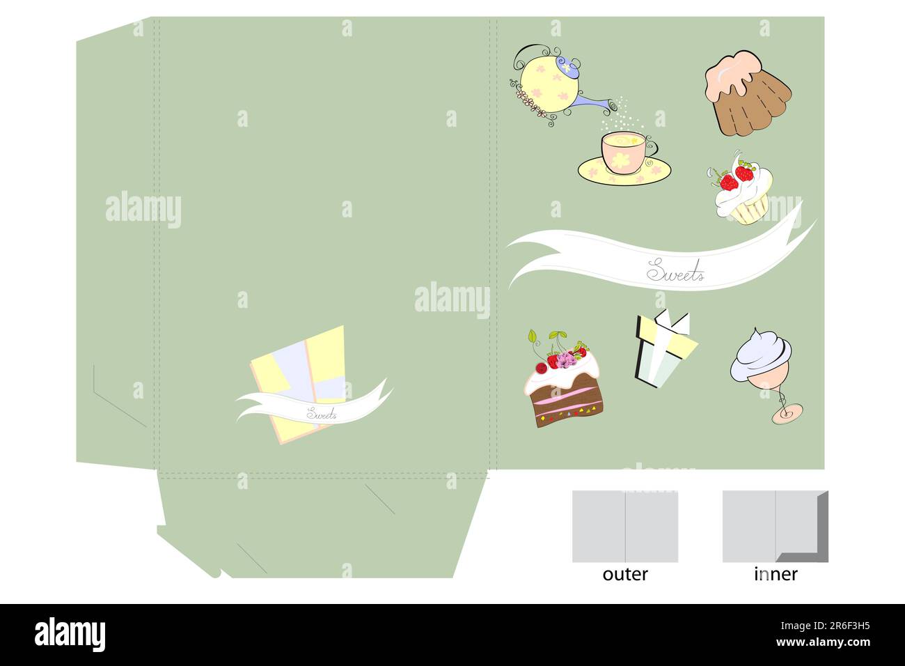 Template for folder with sweets Stock Vector