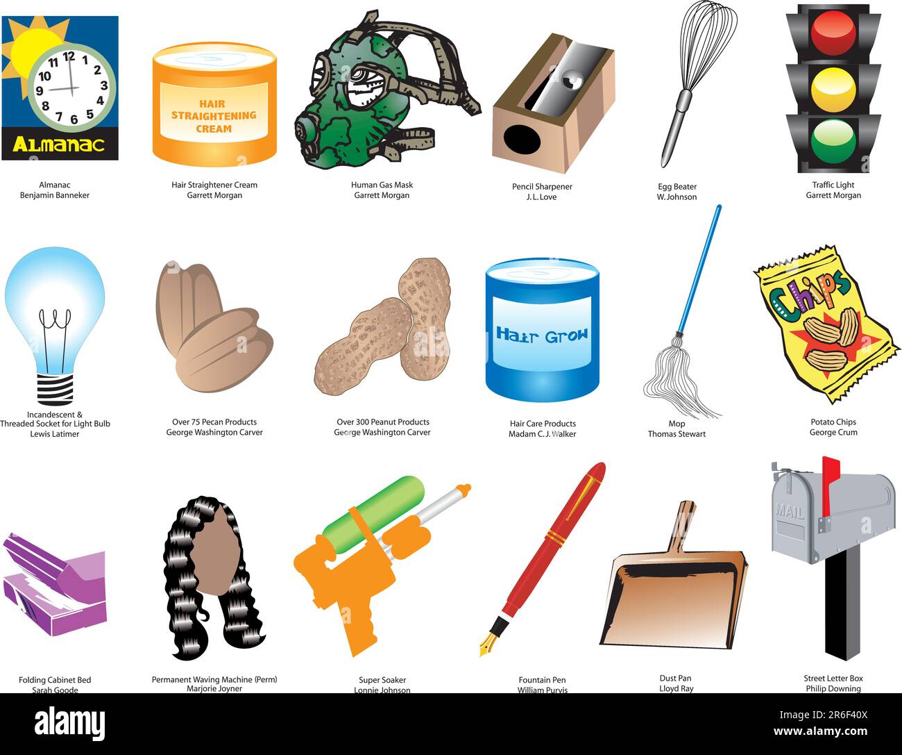 Vector Illustration of Inventions and Inventors for black history month ...