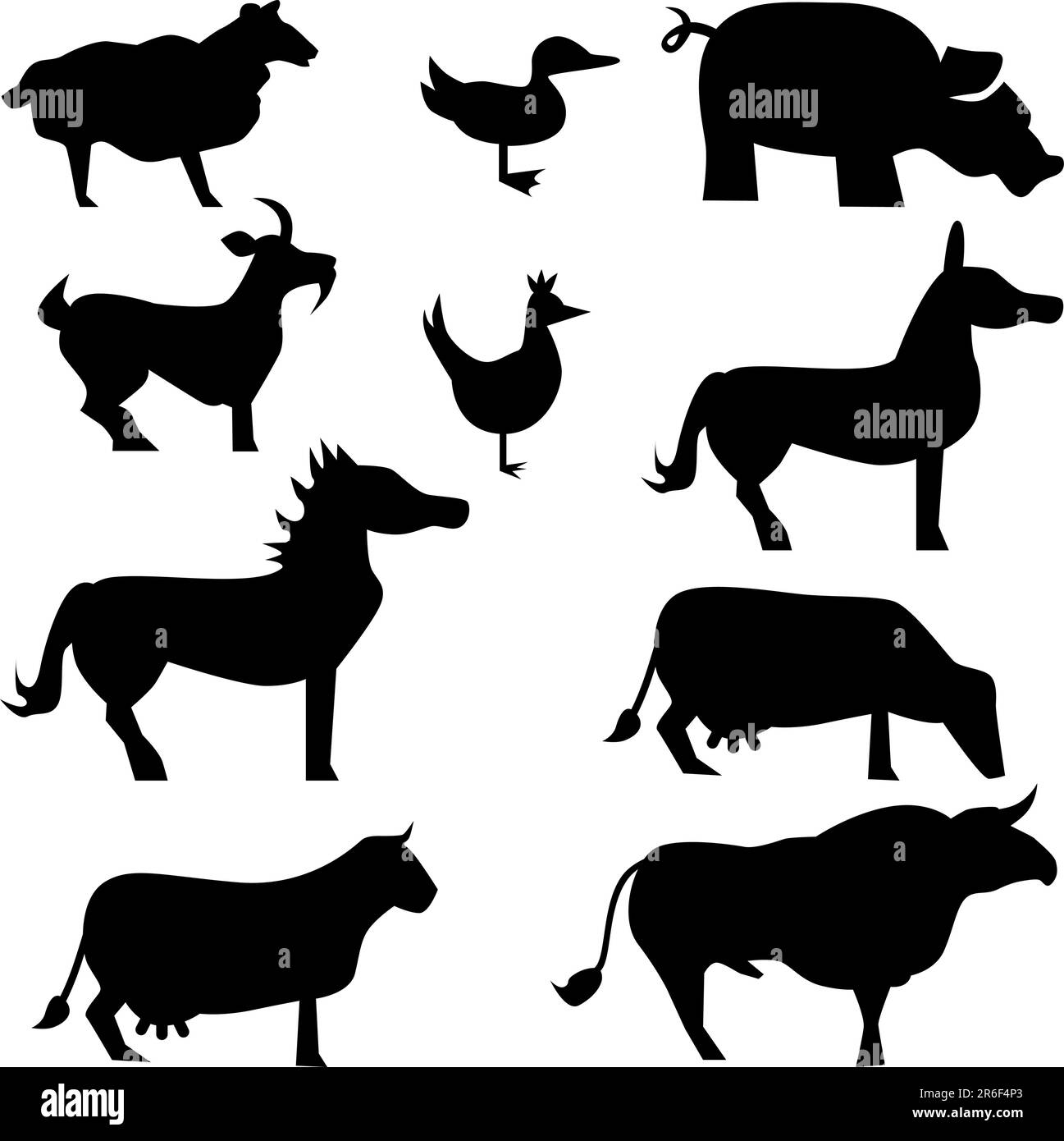 Farm animals isolated on a white background Stock Vector Image & Art ...
