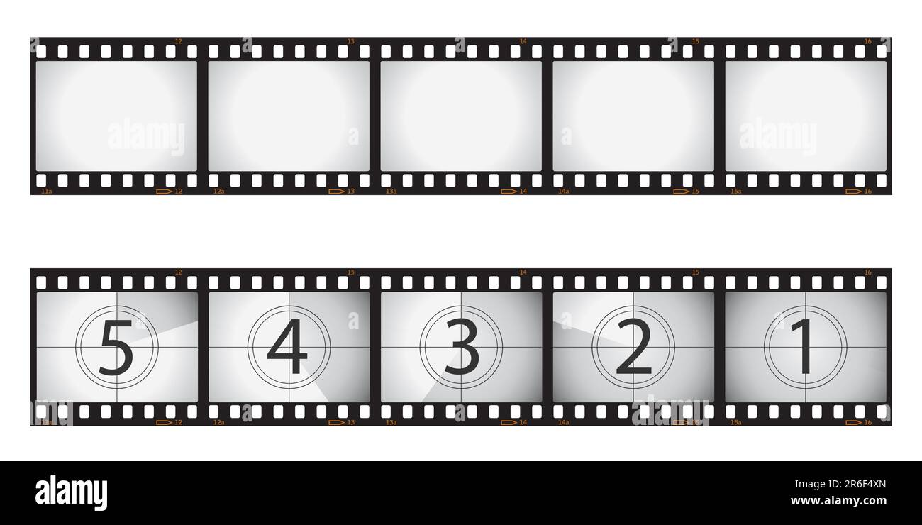 Film strip and film countdown.  Please check my portfolio for more photography illustrations. Stock Vector