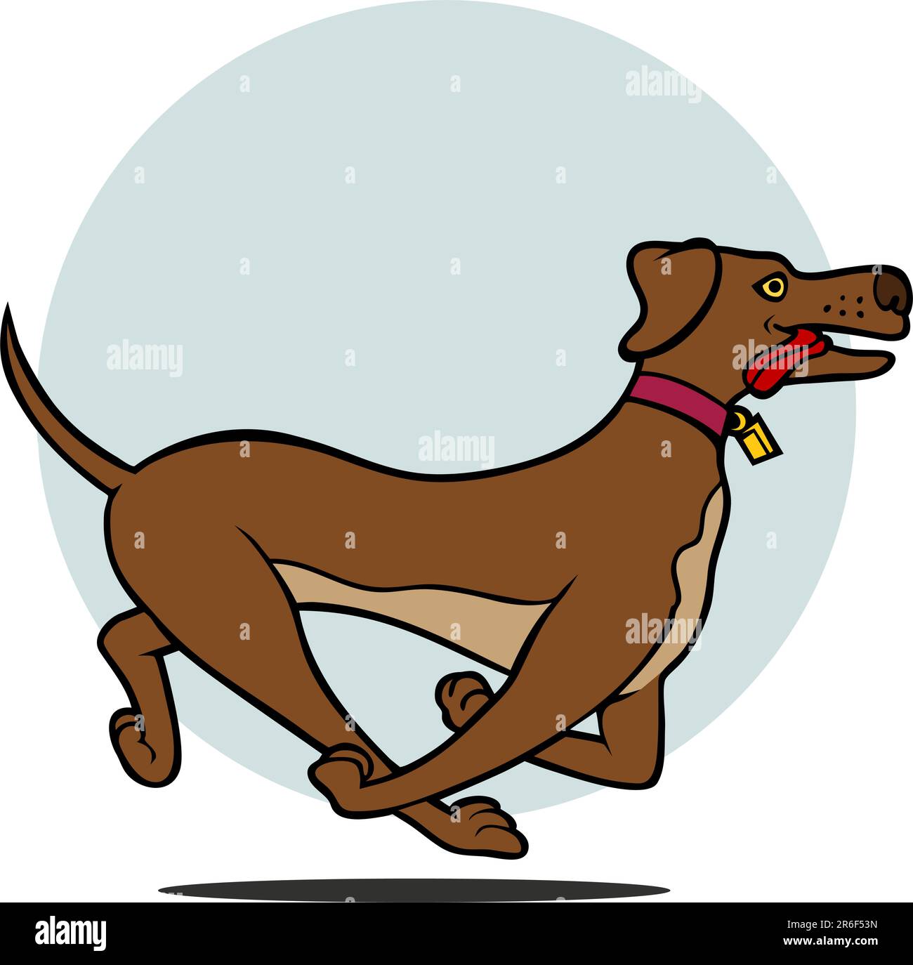 Cartoon of a labrador dog running isolated on a white background Stock