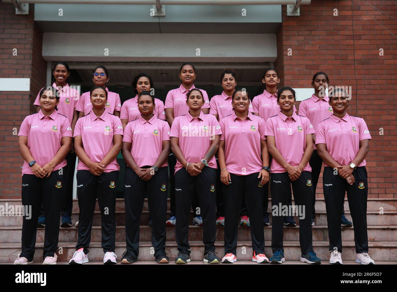 The Bangladesh Emerging Women’s Team attends a photo session as they will leave Dhaka for Hong Kong to participate in the ACC Emerging Women’s Asia Cu Stock Photo