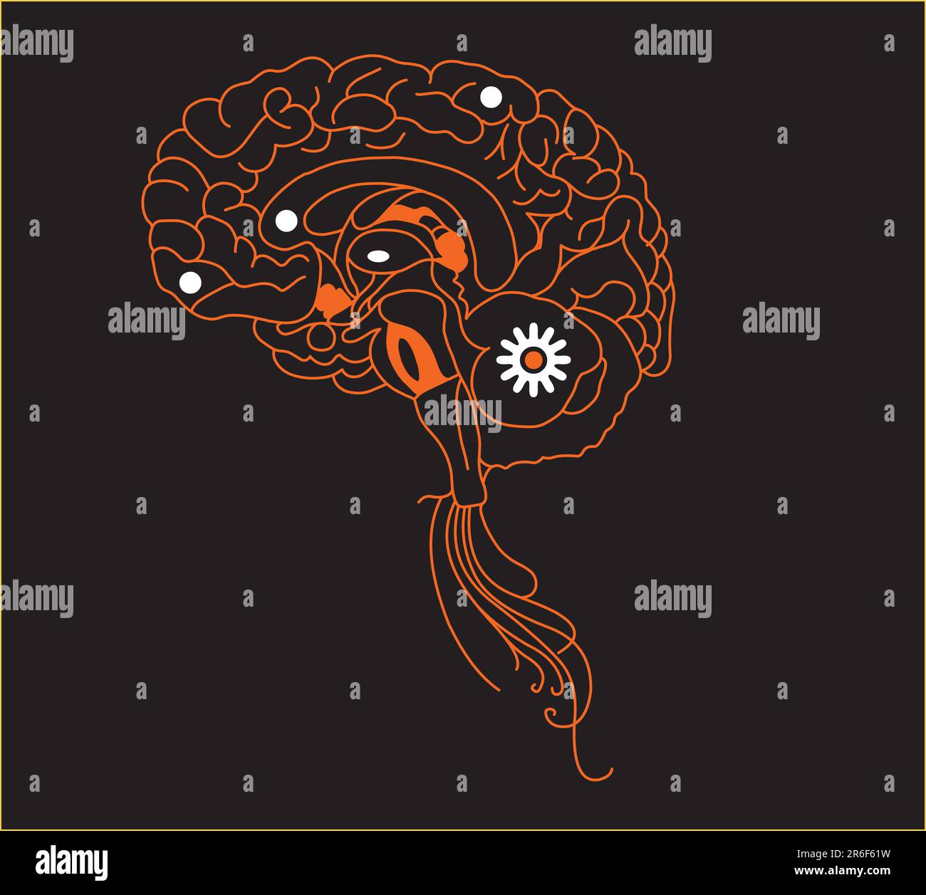 Orange brain vector on black background Stock Vector Image & Art Alamy