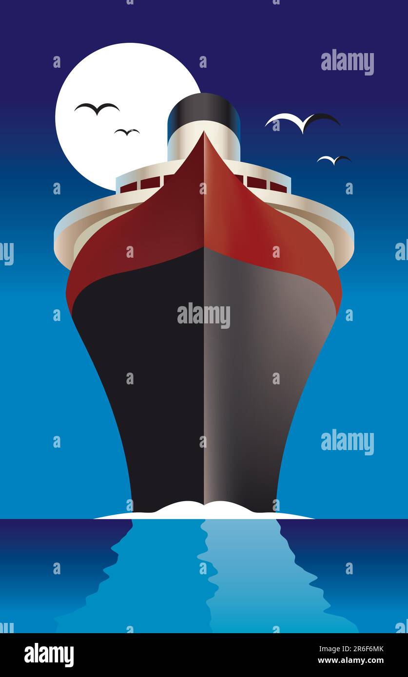 Vector illustration of a cruise ship at sea Stock Vector Image & Art ...