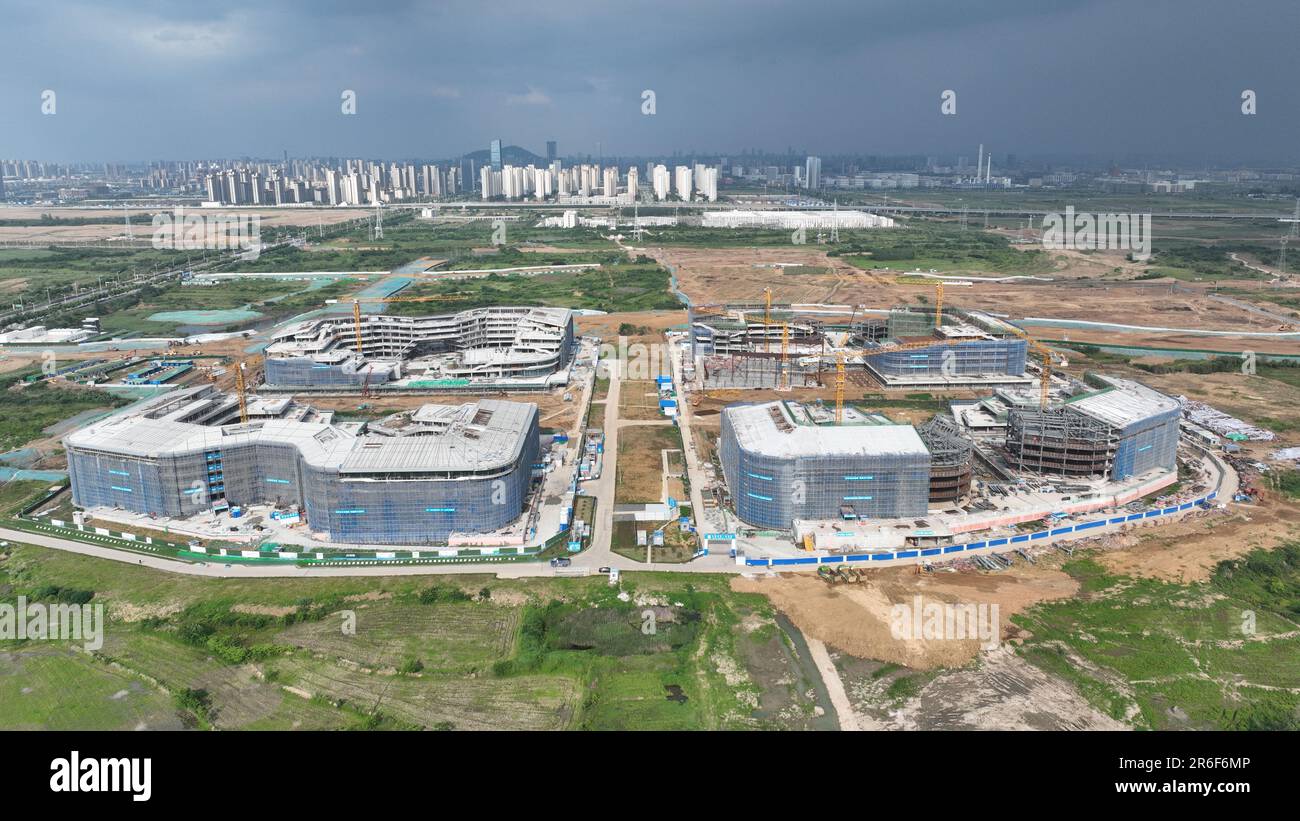 Hefei, China. 28th May, 2023. Aerial photo of iFLYtek's artificial