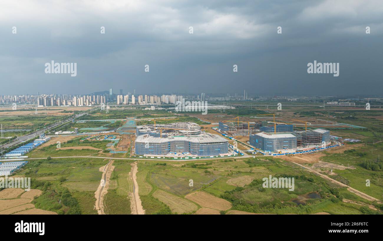 Hefei, China. 28th May, 2023. Aerial photo of iFLYtek's artificial