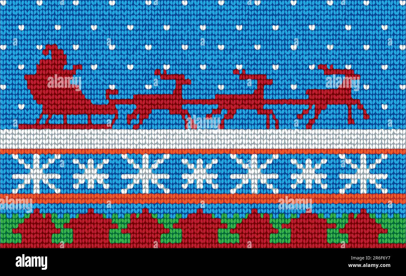 Original handmade Christmas knitted surface with holiday details Stock