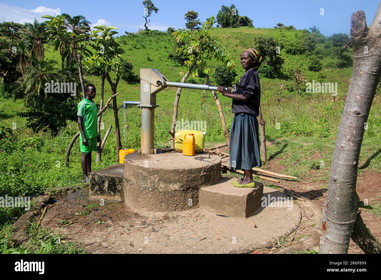 Pumping water from a communal water well, Ethiopia Stock Photo Alamy