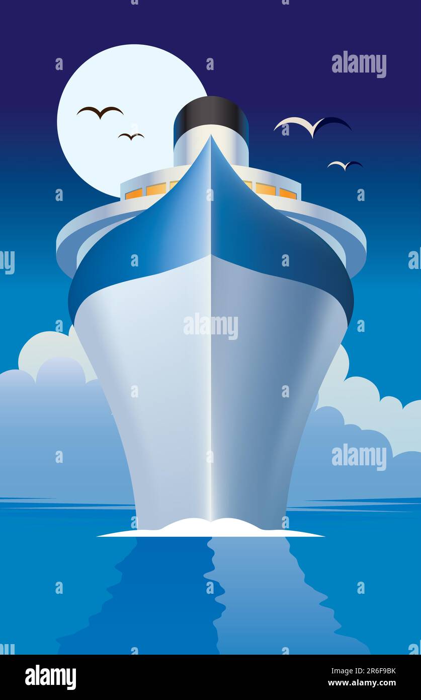 Vector illustration of a cruise ship at sea Stock Vector Image & Art ...
