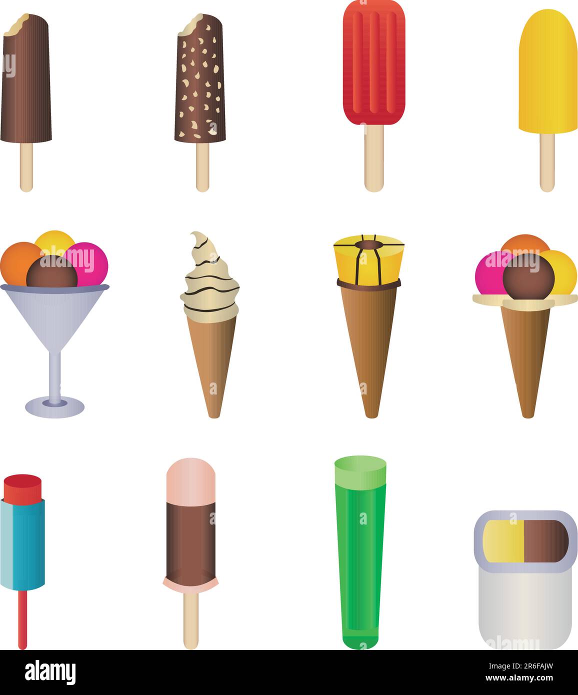 Different types of ice cream in various flavors Stock Vector Image