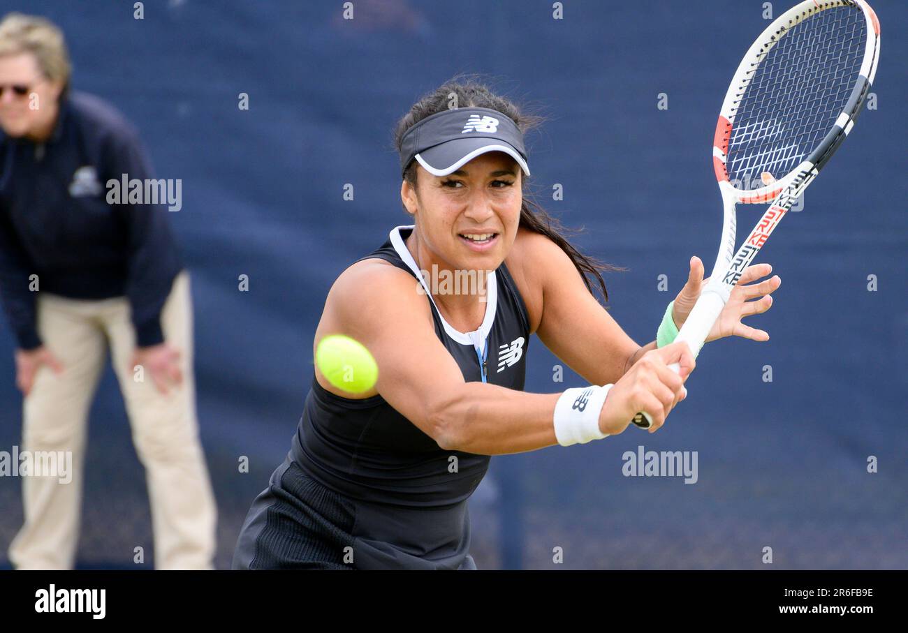 Heather Watson GBR Playing Her First Round Match At The Surbiton heather-watson-gbr-playing-her-first-round-match-at-the-surbiton