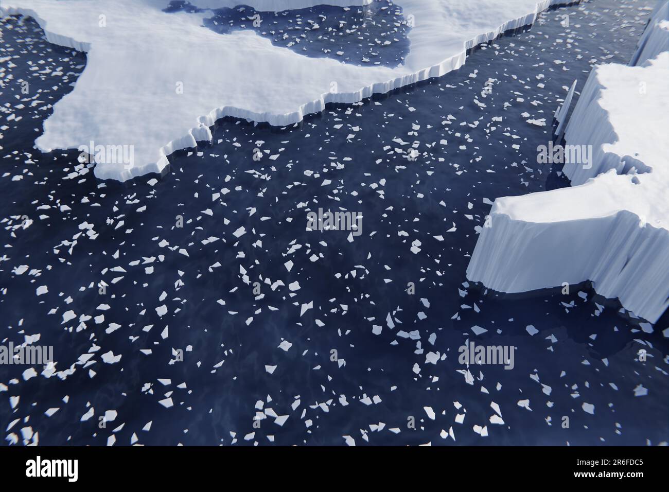 melting glacier. Melting arctic ice. Global warming and climate change concept. Affected by climate change and global warming. Tabular icebergs meltin Stock Photo