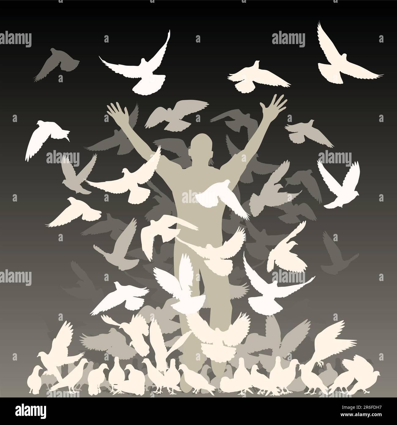Human interaction with pigeons Stock Vector Images - Alamy