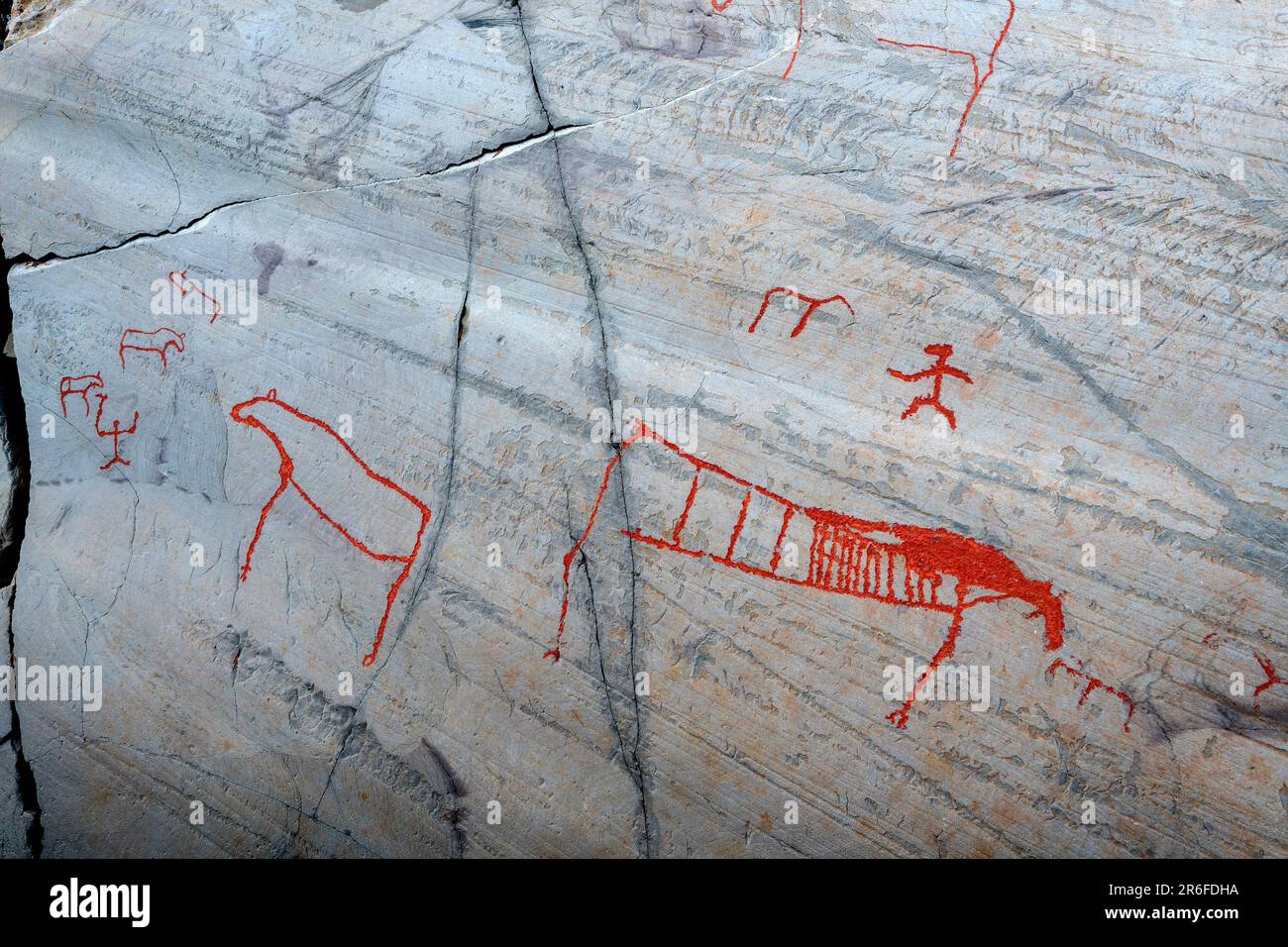ancient rock carving, Alta Finnmark, Norway Stock Photo