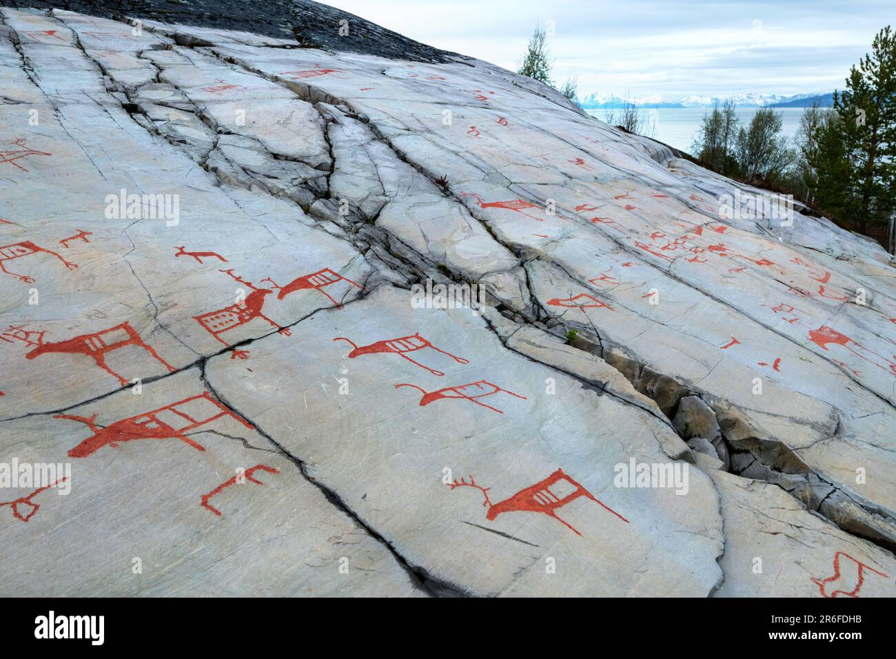 ancient rock carving, Alta Finnmark, Norway Stock Photo