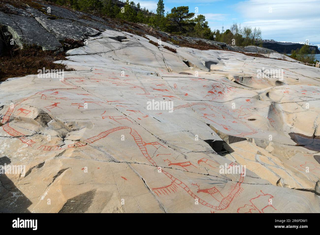 ancient rock carving, Alta Finnmark, Norway Stock Photo