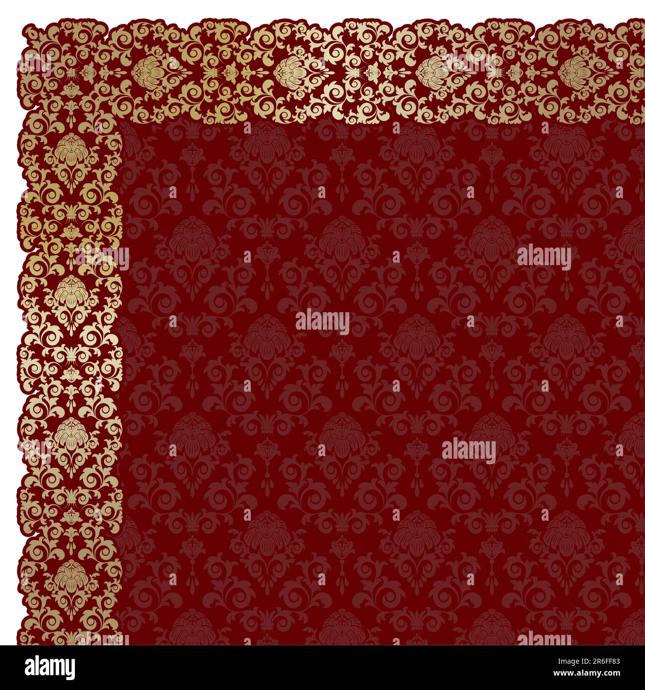 Red background with gold flowers and leaves Stock Vector Image & Art