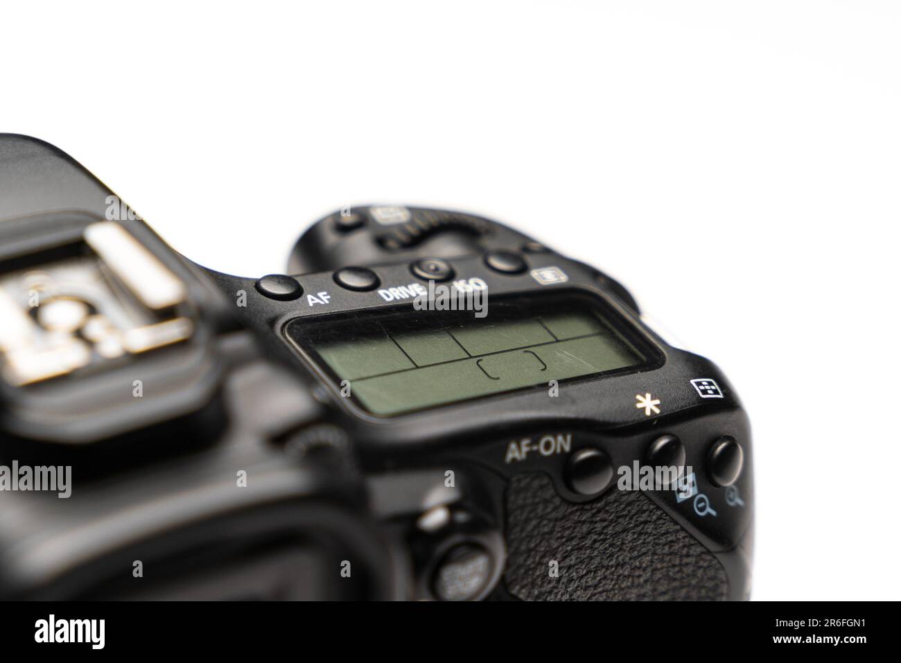 A close-up shot of a Scratched camera shoulder display Stock Photo