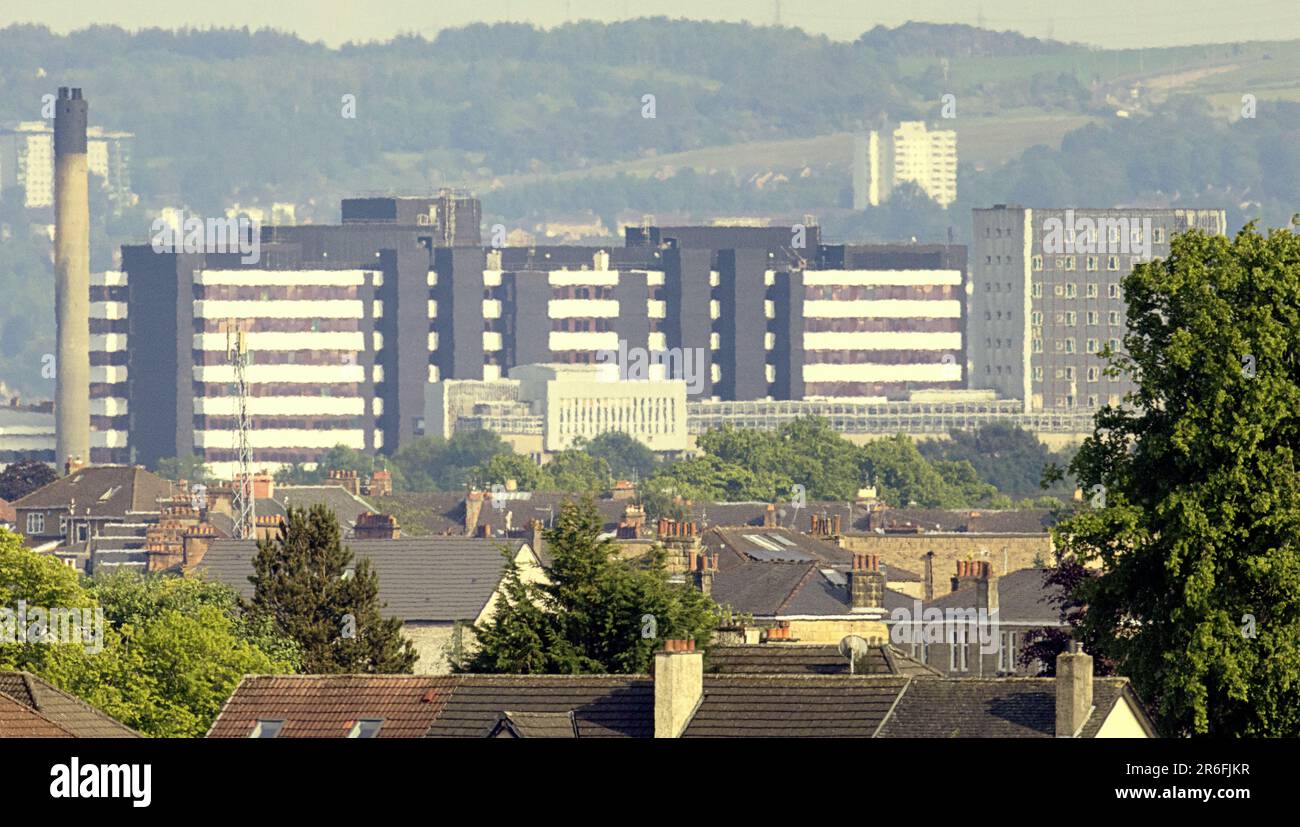 aerial view of the city now West Glasgow Ambulatory Care Hospital formerly  Yorkhill Royal Hospital for Sick Children Stock Photo