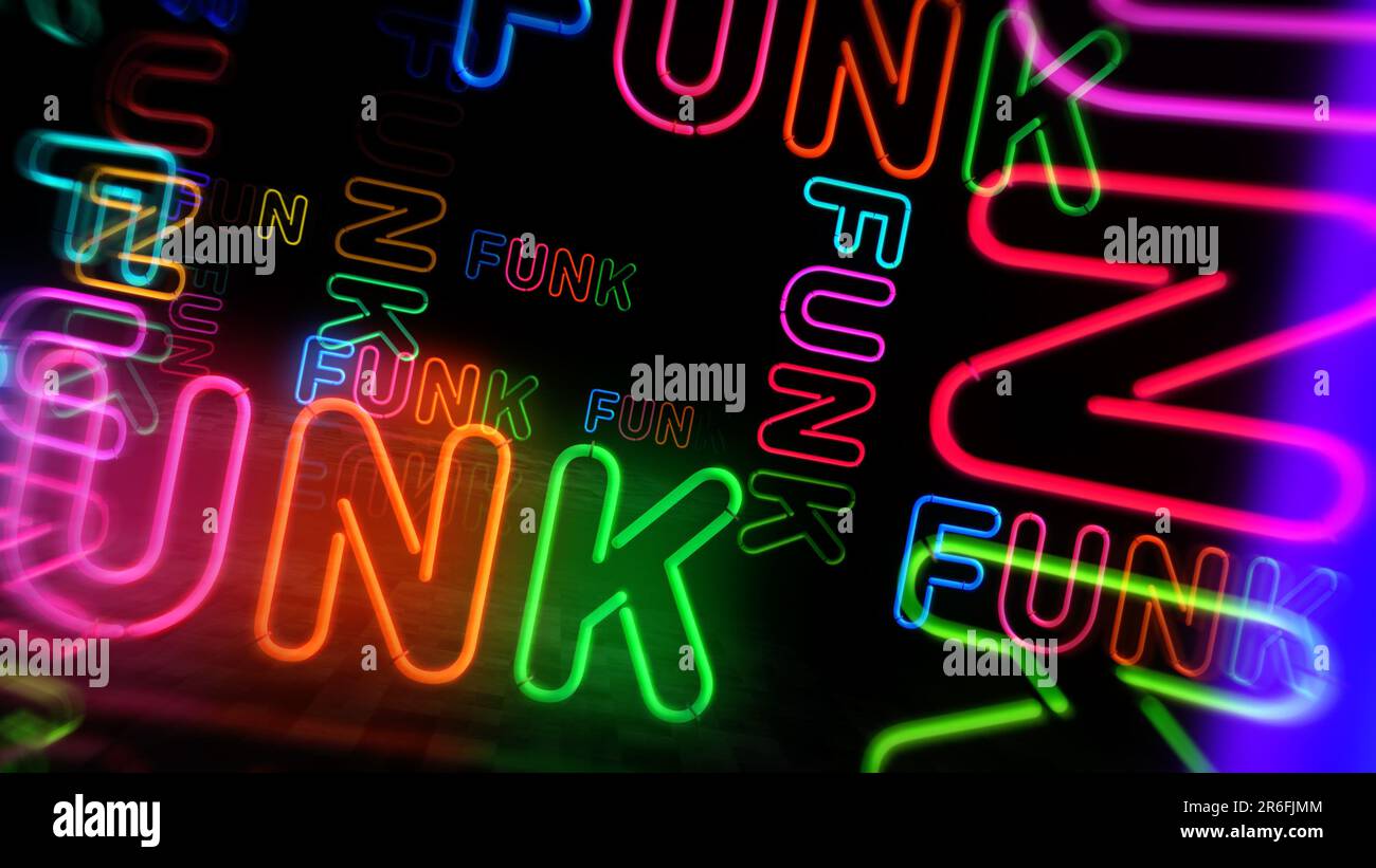 Funk music neon symbol. Funky entertainment retro style light color ...