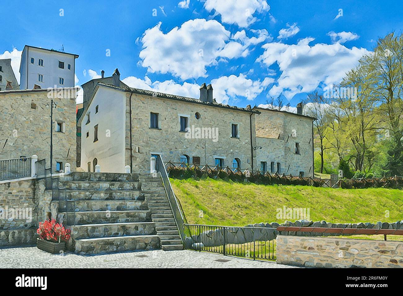 View of Borgotufi, a mountain village in the Molise region, Italy. Stock Photo