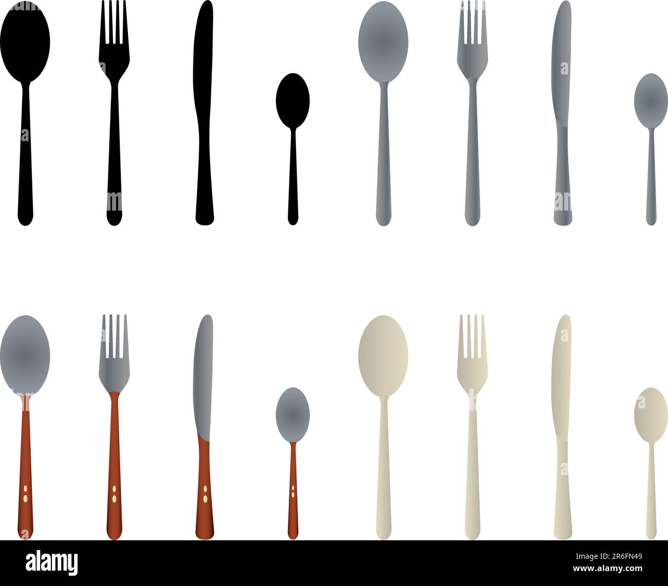 Cutlery vectors created by simulating the metal, plastic and wood Stock Vector