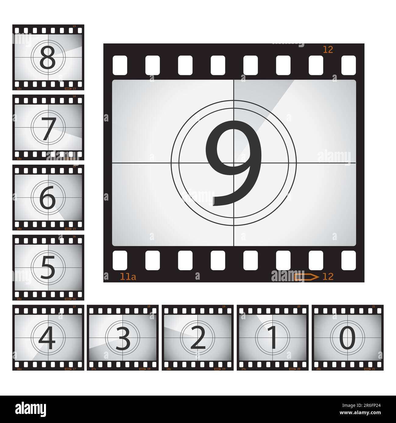 Film countdown.  Please check my portfolio for more photography illustrations. Stock Vector