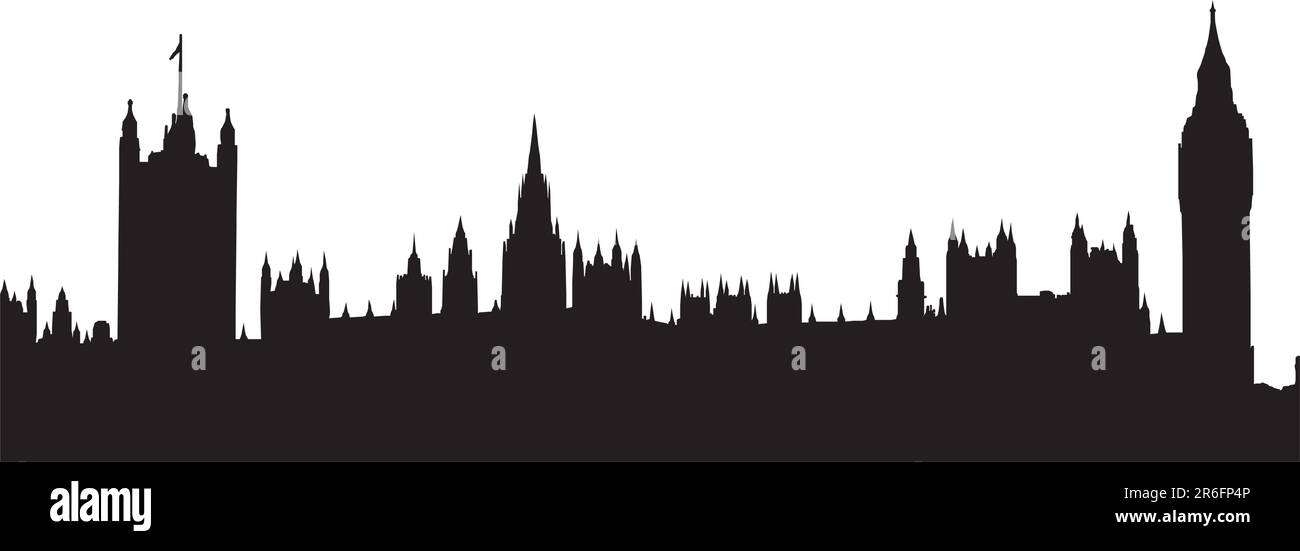 Big Ben at the Houses of Parliament, Westminster Palace, London Stock Vector