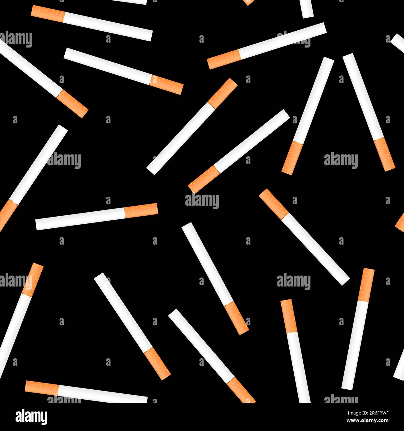 Cigarette seamless on black background - vector Stock Vector