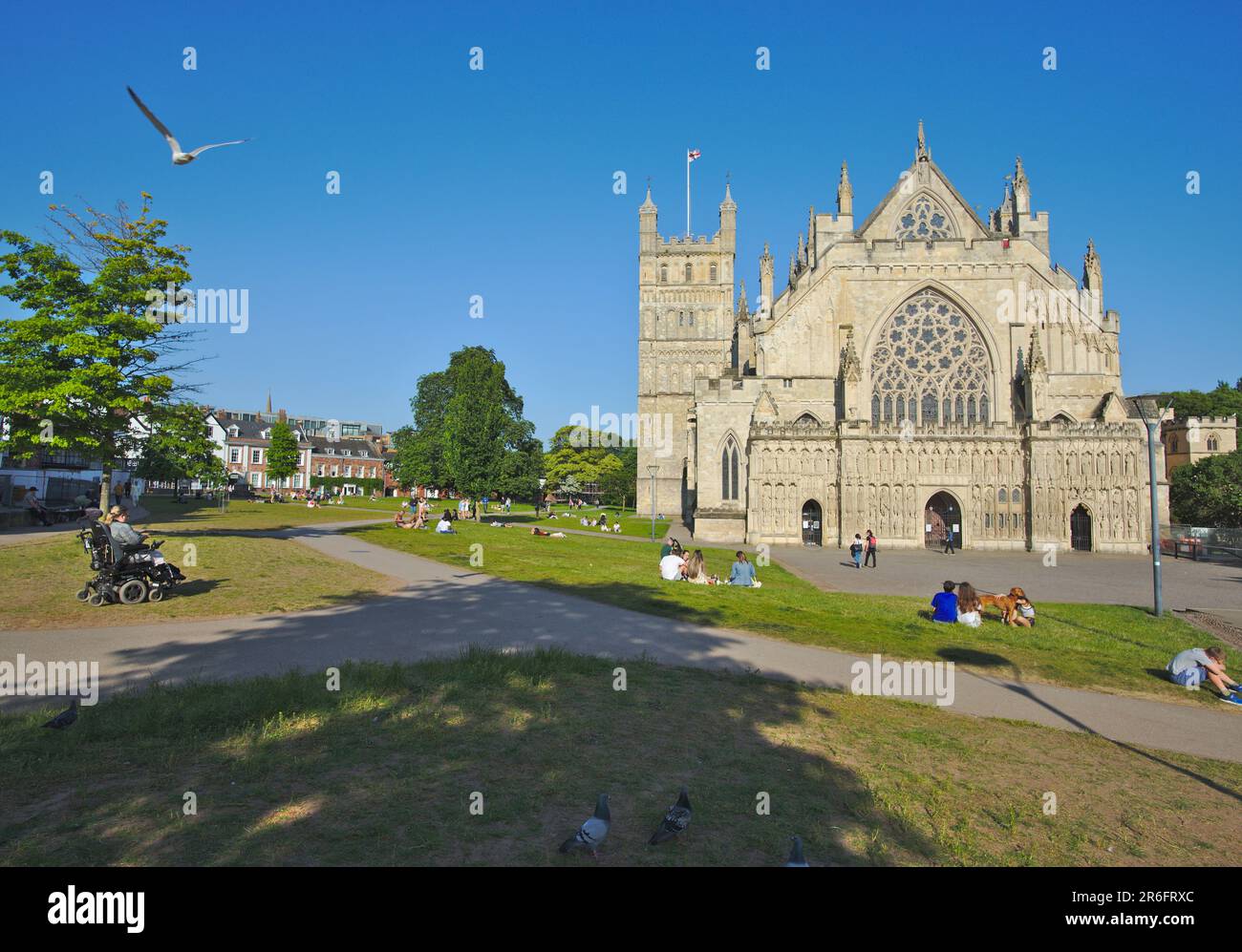 Exeter Cathedral, Cathedral Green, Exeter, Devon UK Stock Photo