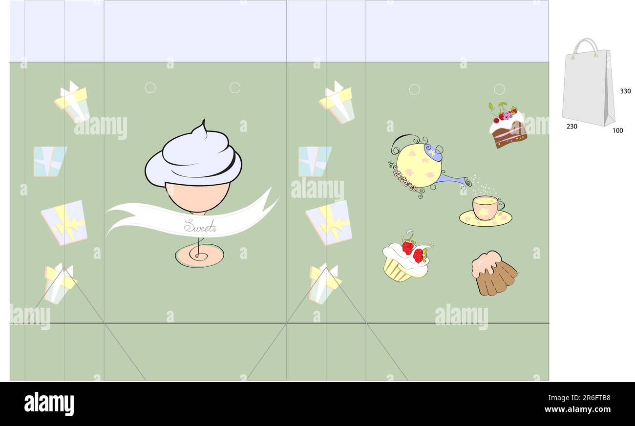 Template for bag with sweets Stock Vector