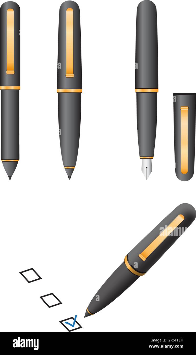 The black pen isolated on the white background Stock Vector Image & Art ...