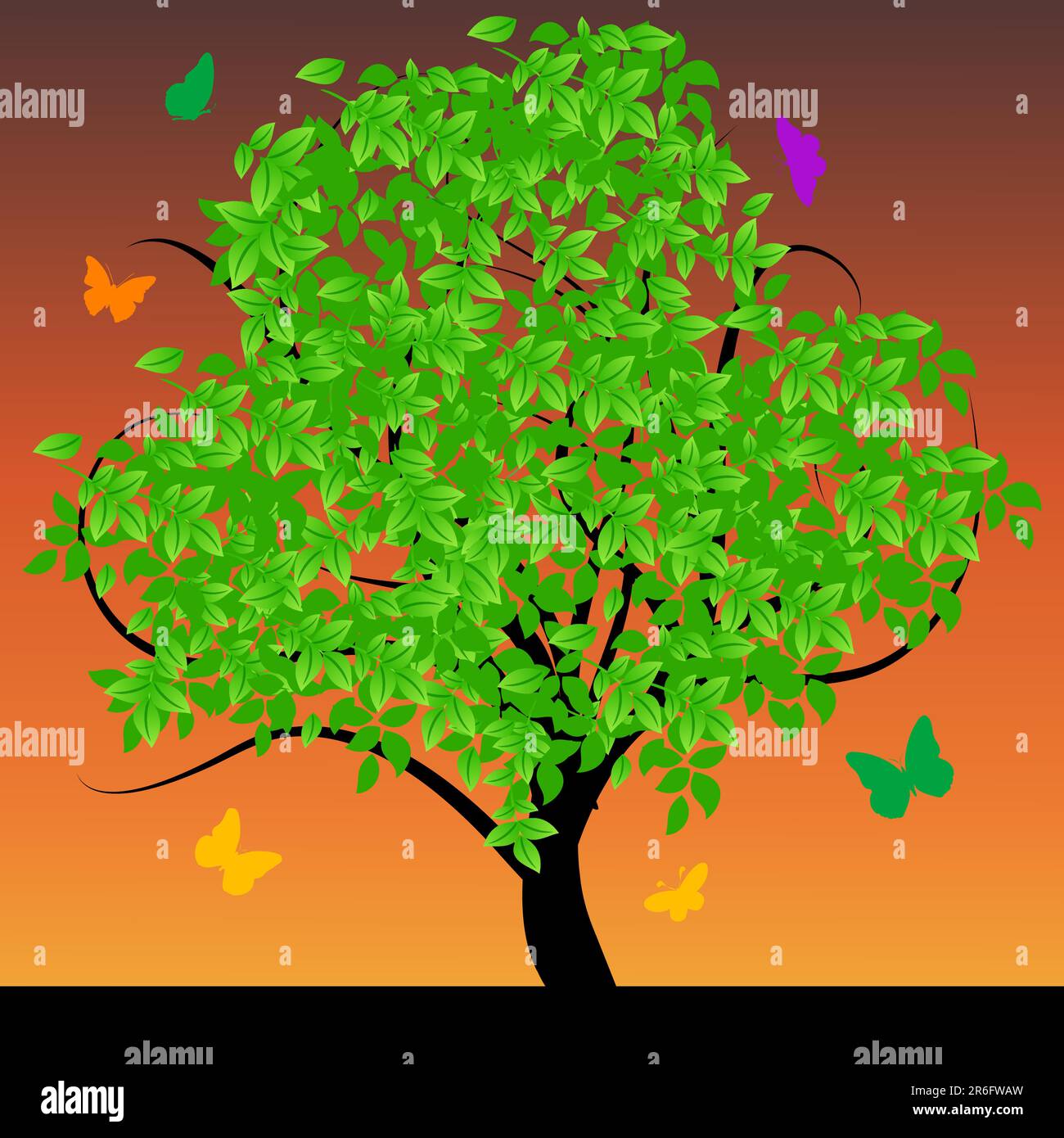 Abstract tree with green leafs vector illustration Stock Vector Image ...
