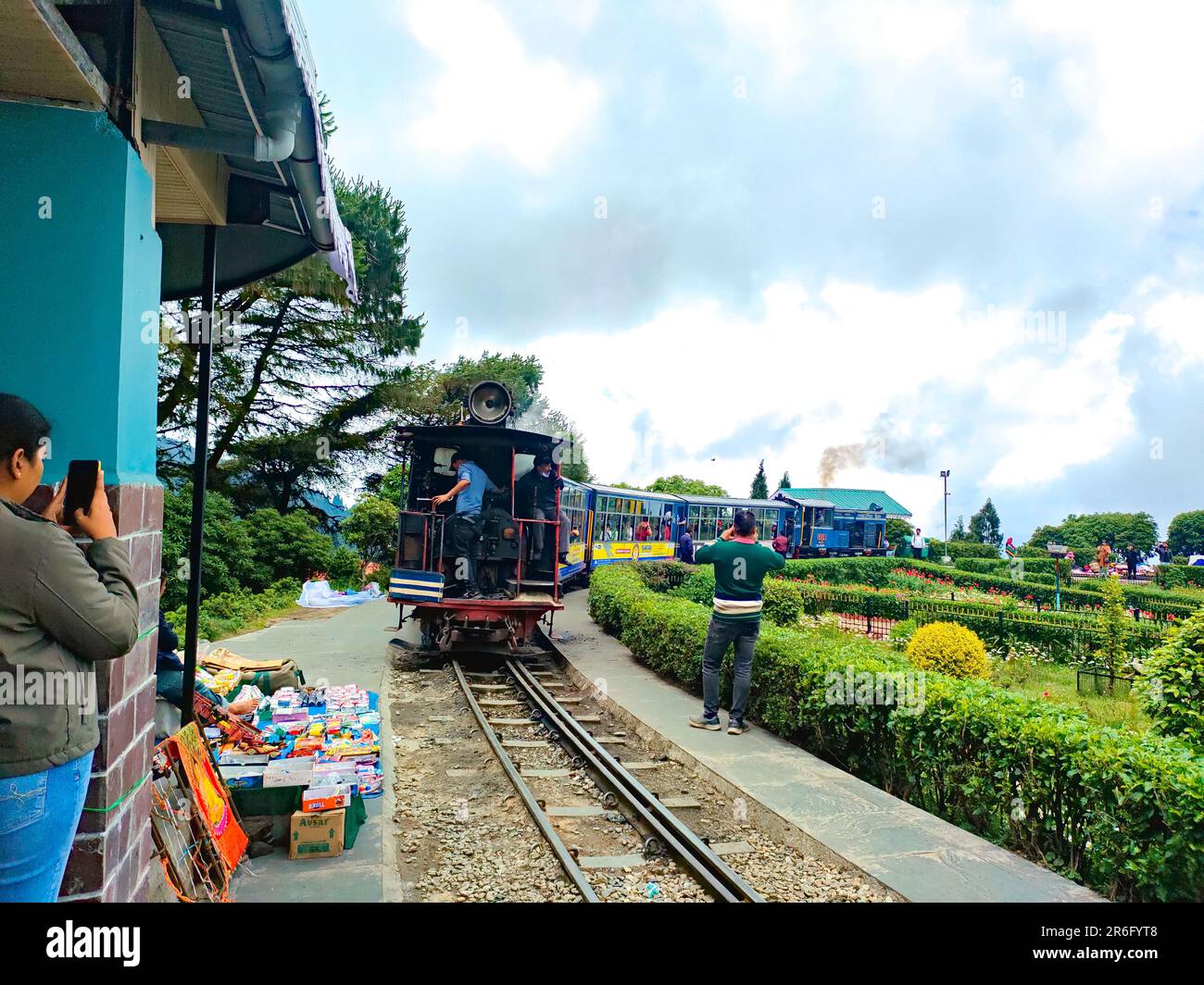 Darjeeling, West bengal, india, view of heritage toy train running in darjeeling town Stock Photo