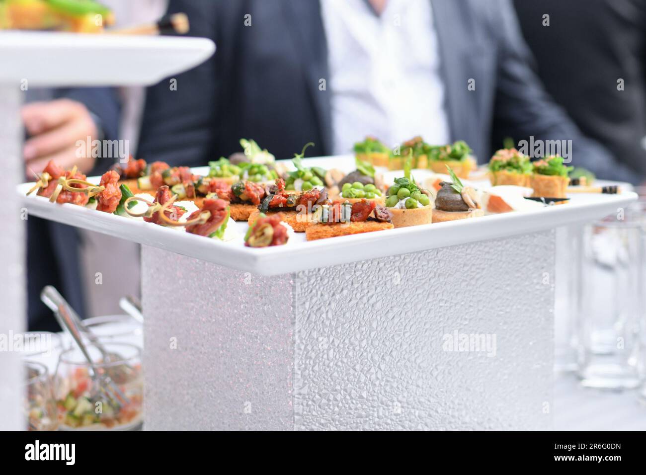 Small Canapes Small Canapes appetizers at the wedding The Catering Stock Photo - Alamy