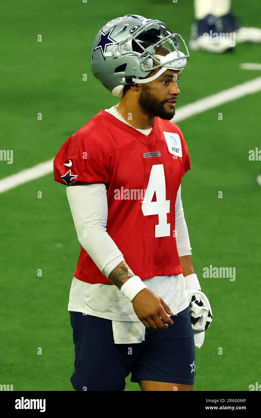 Dallas Cowboys quarterbacks Dak Prescott (4) stands on the field