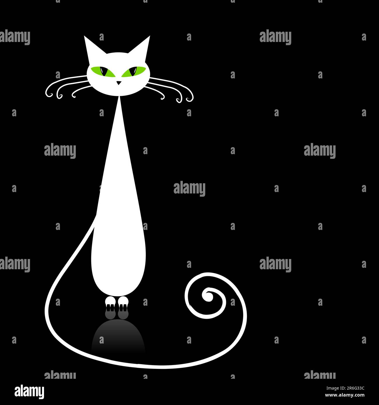 White Cat With Green Eyes On Black Stock Vector Image Art Alamy