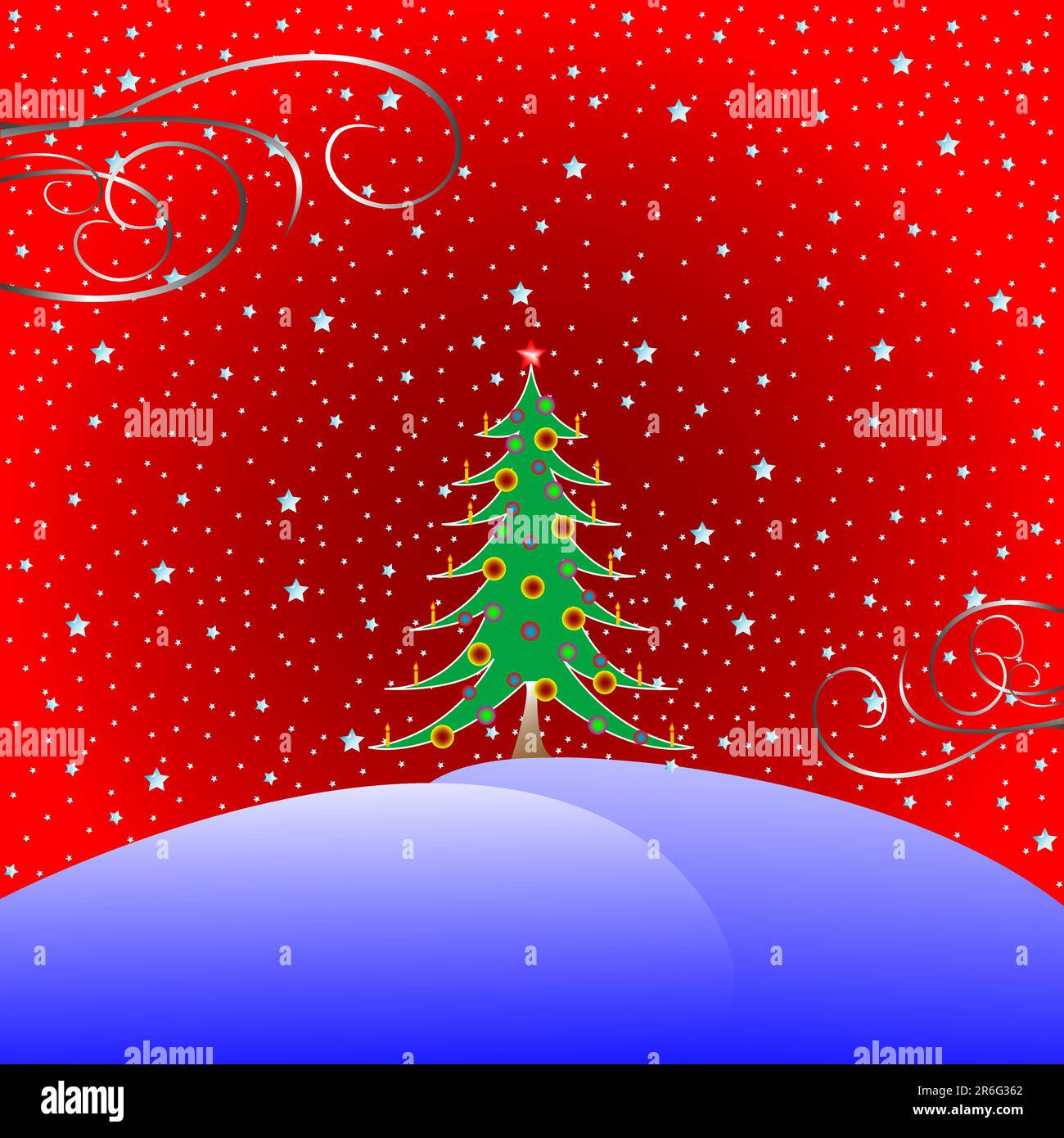 christmas tree with stars background, vector art illustration Stock ...