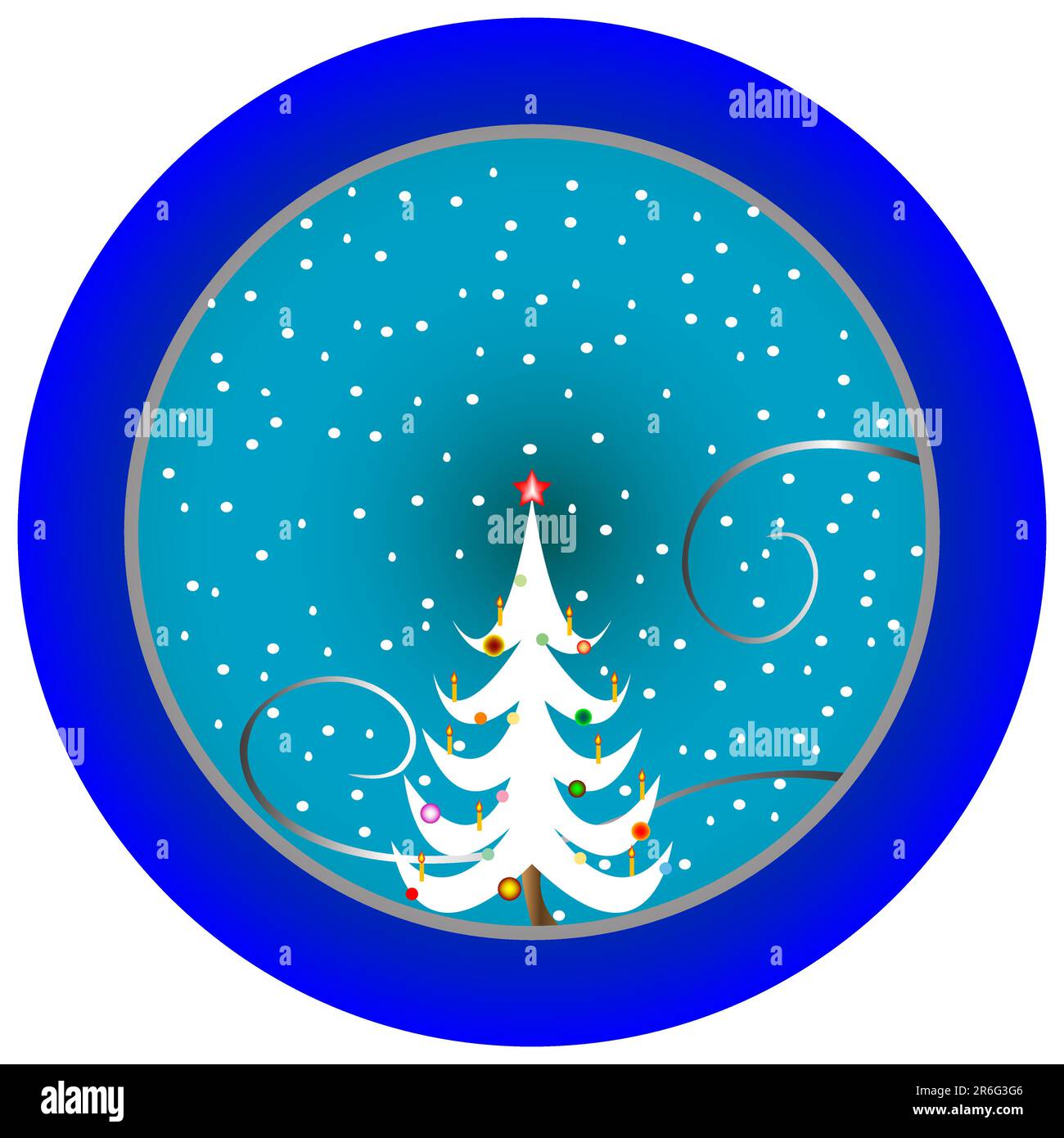christmas tree blue medallion, vector art illustration Stock Vector