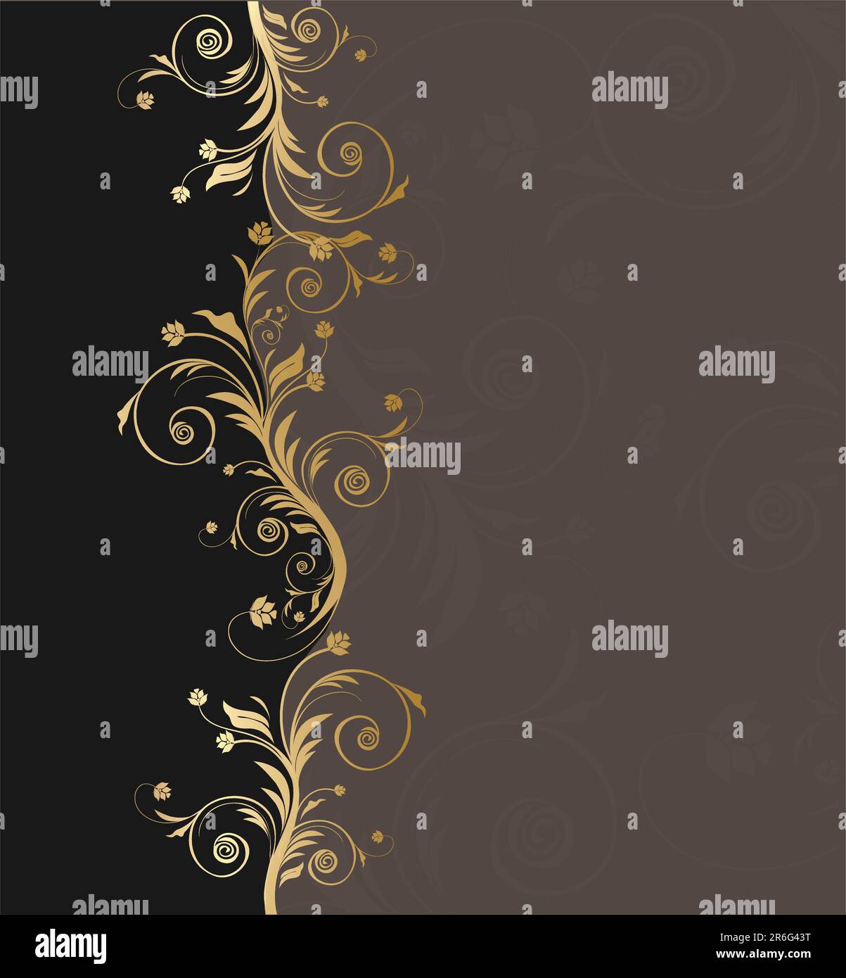 Vector black and golden floral background for text with pattern Stock ...