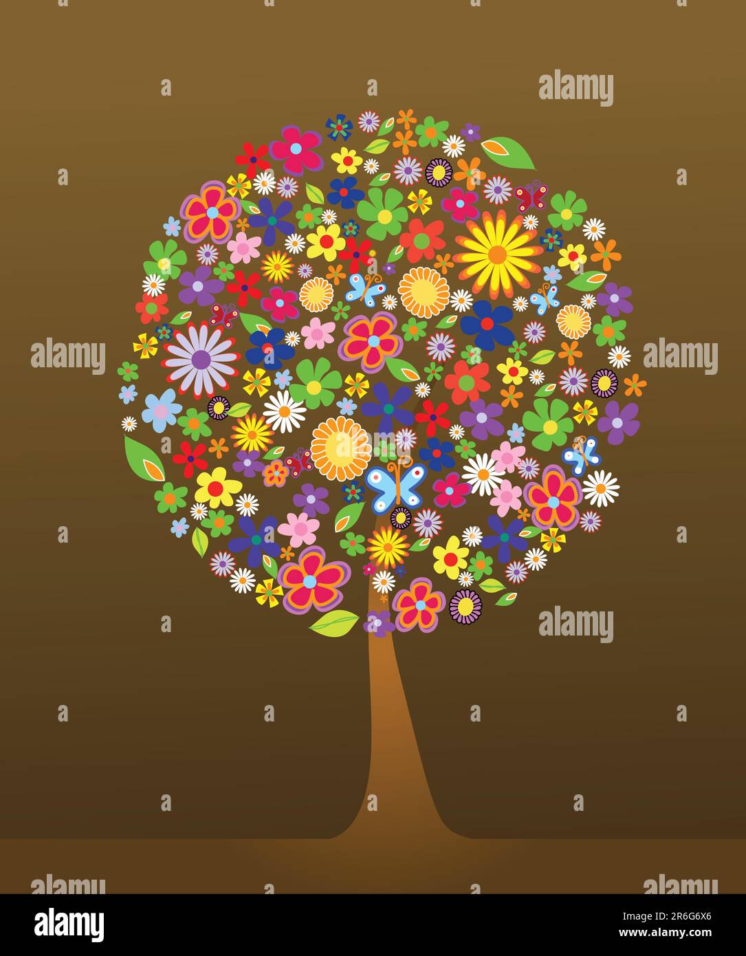 Colorful tree with flowers vector illustration Stock Vector Image & Art ...