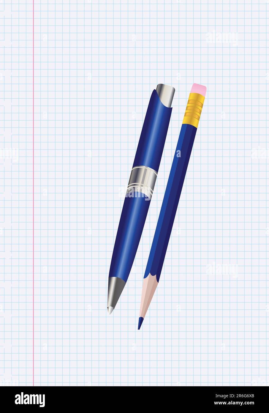 Pen and pencil on a sheet. Vector illustration Stock Vector Image & Art ...