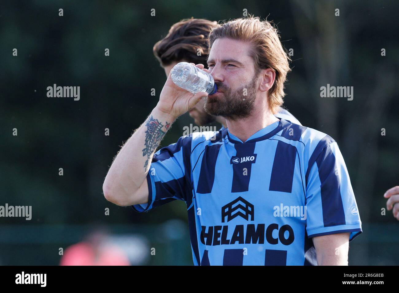 Gent, Belgium. 09th June, 2023. Actor Kevin Janssens pictured ahead of a celebrity match at the eve of the 'Kevin de Bruyne Cup' youth soccer tournament for U15 teams, Friday 09 June 2023 in Drongen, Gent. BELGA PHOTO KURT DESPLENTER Credit: Belga News Agency/Alamy Live News Stock Photo