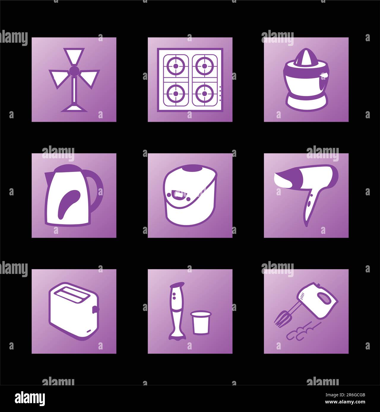 Home appliances icons, purple contour series. Vector Stock Vector