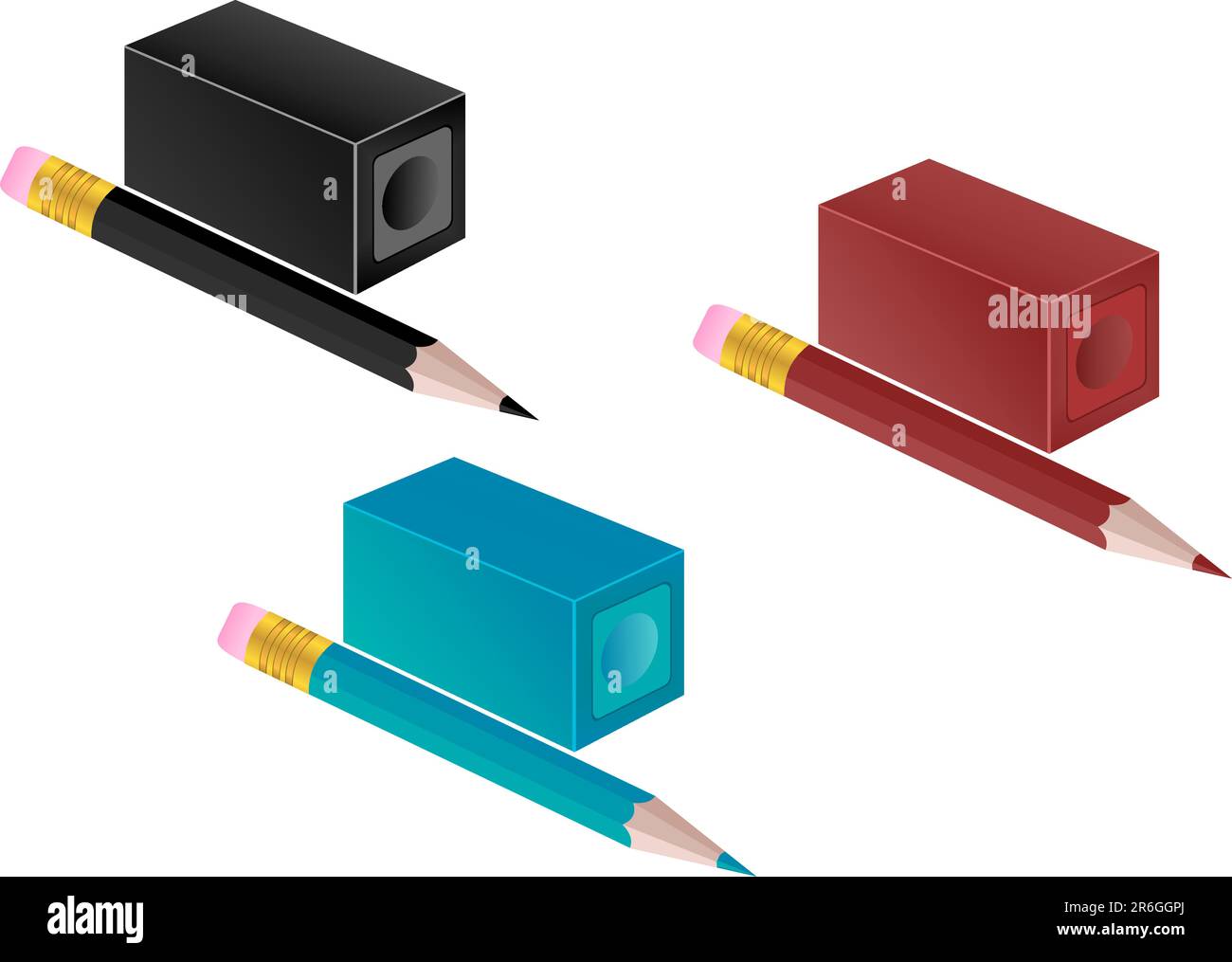 High detail illustration of pencil and pencil sharpener. Vector Stock