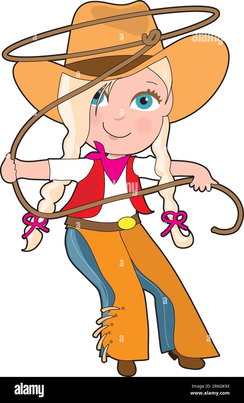 A happy cartoon girl with a lasso Stock Vector Image & Art - Alamy